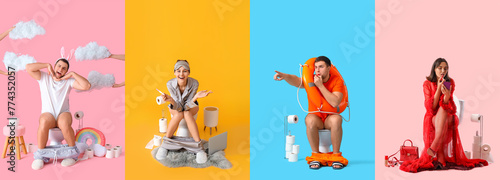 Collage of funny young peop...