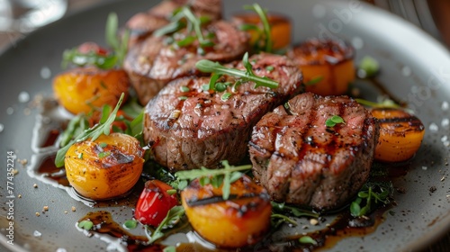 Black Plate With Meat and Vegetables