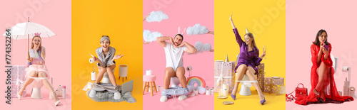 Set of funny young people s...