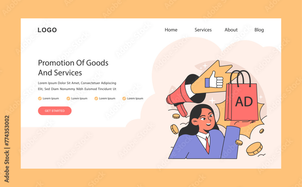 Promotion of goods and services concept. Flat vector illustration. Promotion of goods and services concept. Flat vector illustration.