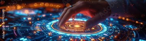 Close-up of a holographic casino chip interface in VR, with a businessman calculating risks and rewards