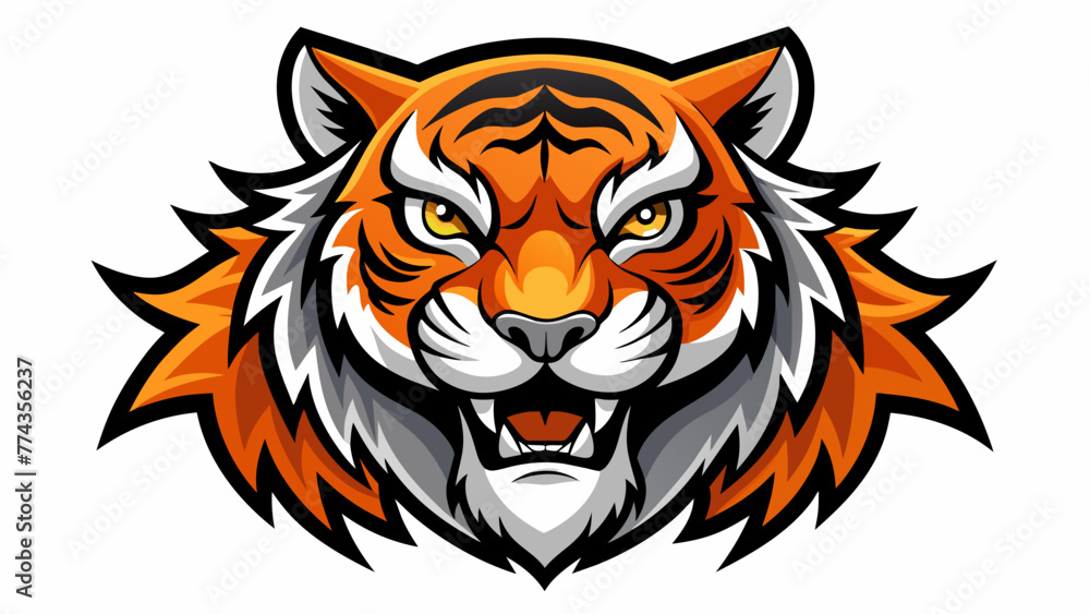 Roaring Success Tiger Mascot Logo Vector on White Background Design Roaring Success Tiger Mascot Logo Vector on White Background Design