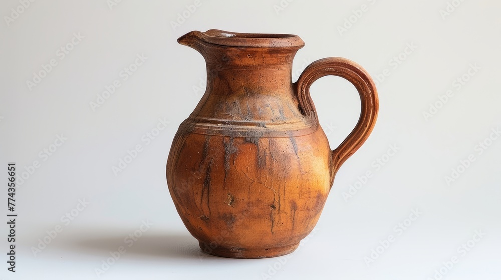 Clay Pitcher from Biblical Times on White Background Generative AI