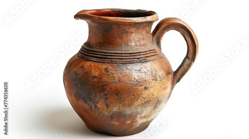 Clay Pitcher from Biblical Times on White Background Generative AI
