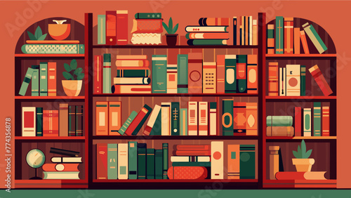 Vintage style bookshelf filled with book, Personals Library Education