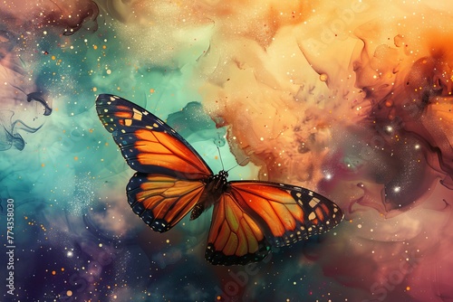 Abstract Artistic Butterfly in Cosmic Splendor
