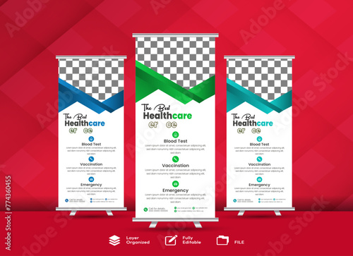 Abstract business rollup standee banner vector design illustration