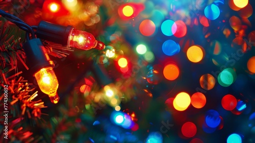 Blurry Tree With Lights at Night