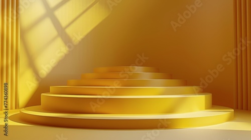 White and Yellow Room With Arches and Steps