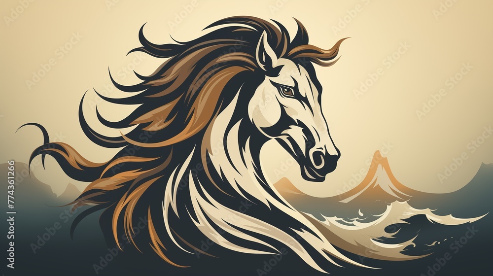 A graceful horse logo icon with a flowing mane.
