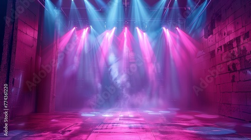 Luminous K-Pop Style Dance Stage with V-formation Lighting Generative AI