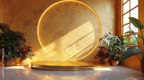 White and Yellow Room With Arches and Steps