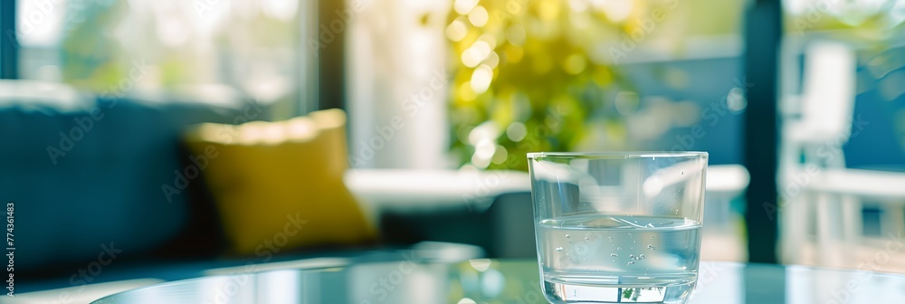 Glass of fresh clean water on table. Glass of fresh clean water on table.