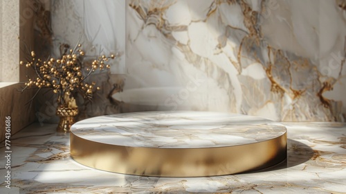 Round Table With Vase of Flowers