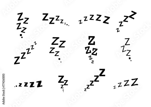 Zzz bed sleep snore icons snooze nap Z sound . Sleepy yawn or insomnia sleeper alarm clock Zzz line icons of goodnight deep sleep, bored or tired