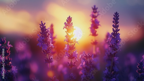 Field of Purple Flowers Under Cloudy Sky © olegganko