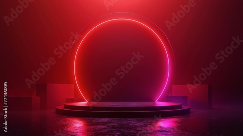 Glowing Circular Neon Light Object