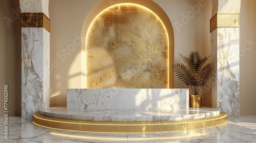 Elegant Room With Marble Flooring and Walls