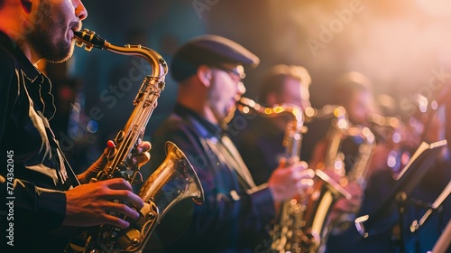 Man Playing Saxophone in Band