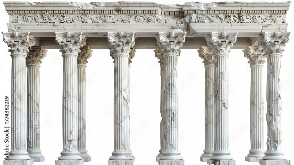 Greek Pillars Standing Majestically on a White Background Generative AI