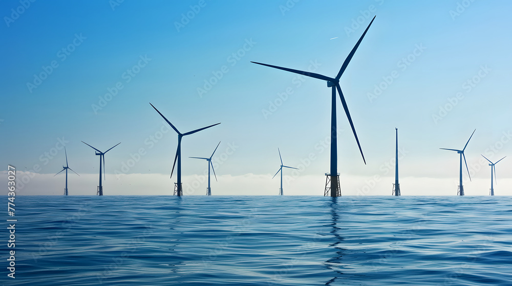 Offshore windpark background, renewable energy wallpaper, climate change