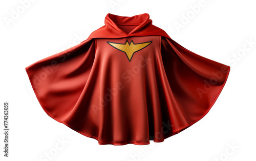 A vibrant red cape adorned with a bold yellow star