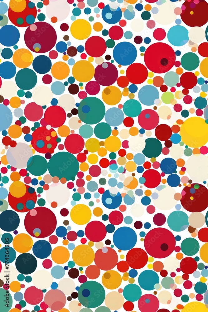 Abstract Overlapping Circles Background Design in Multicolored Spot Illustration with White and Red Abstract Overlapping Circles Background Design in Multicolored Spot Illustration with White and Red