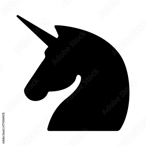 Unicorn head silhouette. Magic animal symbol. Fairytale character. Vector illustration isolated on white. © Віталій Баріда