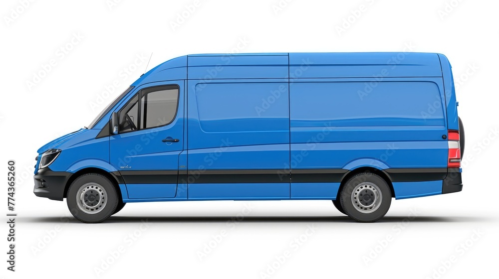 Blue Van for Delivering Business Cargo. Modern Isolated Auto with Clean Blue Color and Comfortable Cabin Blue Van for Delivering Business Cargo. Modern Isolated Auto with Clean Blue Color and Comfortable Cabin