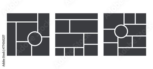 Moodboard template. Collage grid. Mood board banner. Social media layout. Montage square images.