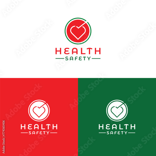 Health Safety Heart Minimal Round Creative Logo Design