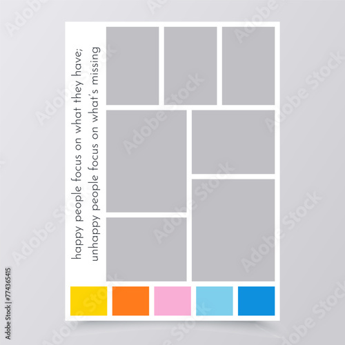 Photo collage template. Moodboard layout. Mood board background. Montage mosaic pictures.