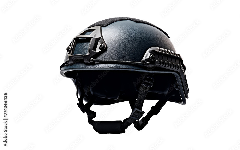 Fototapeta premium A sleek, futuristic helmet sits majestically against a clean white background