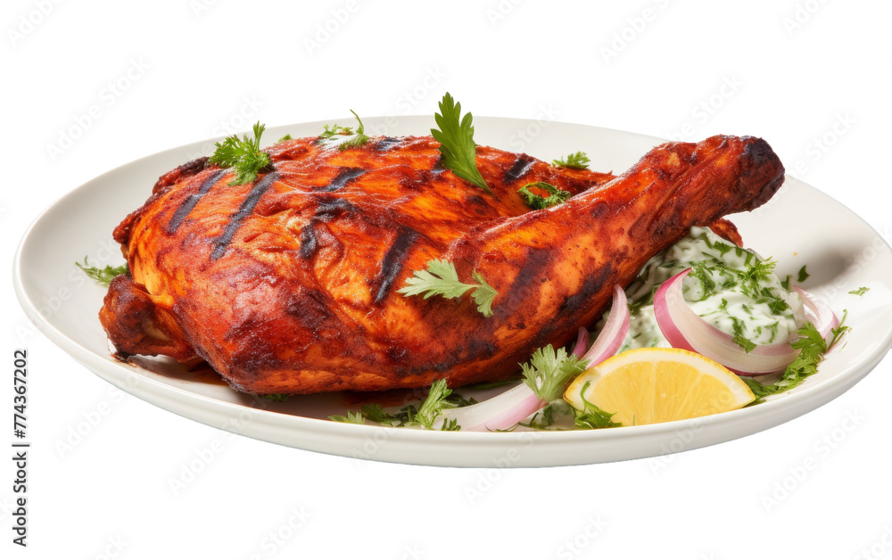 A plate featuring a succulent chicken and colorful array of fresh vegetables A plate featuring a succulent chicken and colorful array of fresh vegetables