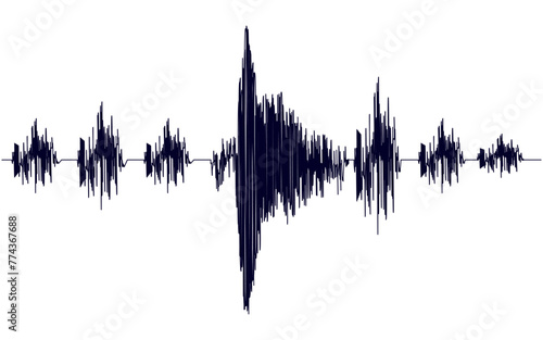 Black seismogram of seismic activity or lie detector record