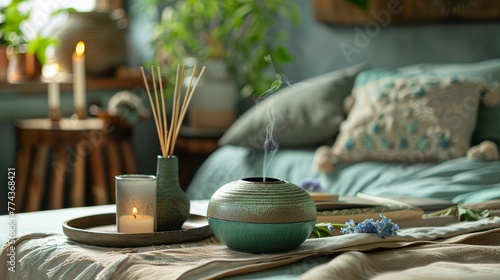 Bamboo Tray With Candle and Candles