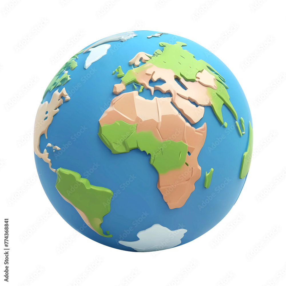 Naklejka premium 3d rendering planet earth Isolated On Transparent Background, PNG File 