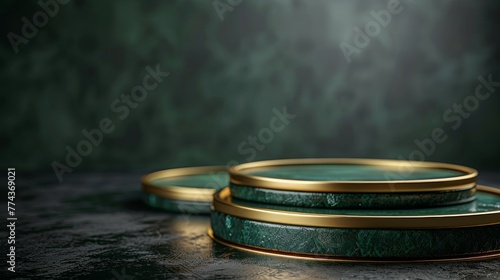 Close Up of Two Green Plates on Table