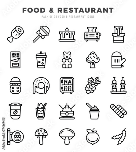 Vector Food and Restaurant types icon set in Lineal style. vector illustration.