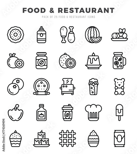 Food and Restaurant Lineal icons. Vector Lineal illustration.