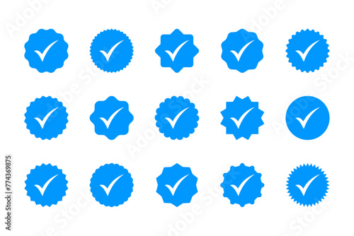 Approved icon set vector. Certified medal icon. check mark. Verified account icon vector