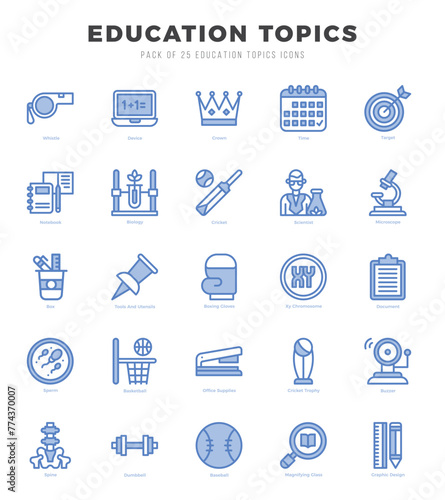 Education Topics icons set. Vector illustration. photo