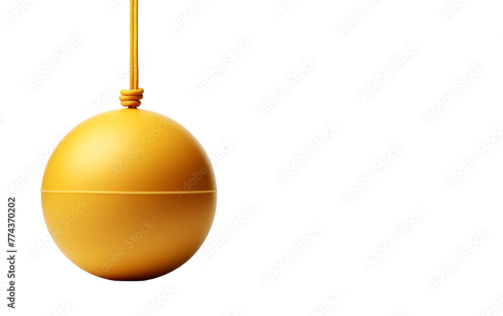 A vibrant yellow object swings gracefully from a matching yellow cord A vibrant yellow object swings gracefully from a matching yellow cord