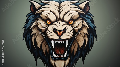 A bold logo icon inspired by a roaring lion's head. photo
