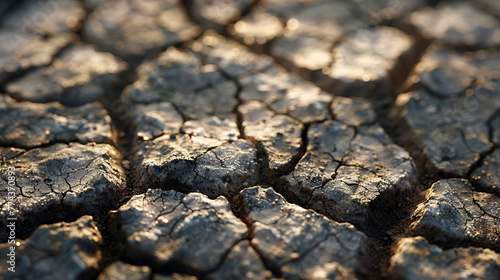 Surface of dry earth Weather news Drought on the ground. AI generative. photo