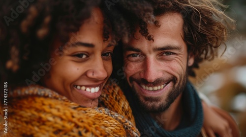 Joyful Alternative Couple Embrace in a Warm Hug Generative AI