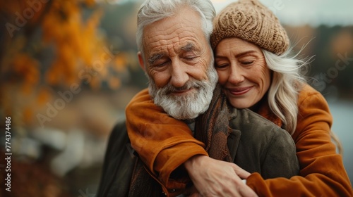 Elderly Couple Sharing a Warm Embrace Generative AI