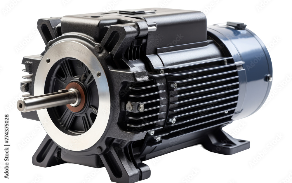 An electric motor hums softly on a stark white background An electric motor hums softly on a stark white background
