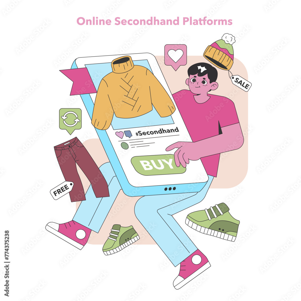 Digital thrift shopping. Vector illustration. Digital thrift shopping. Vector illustration.