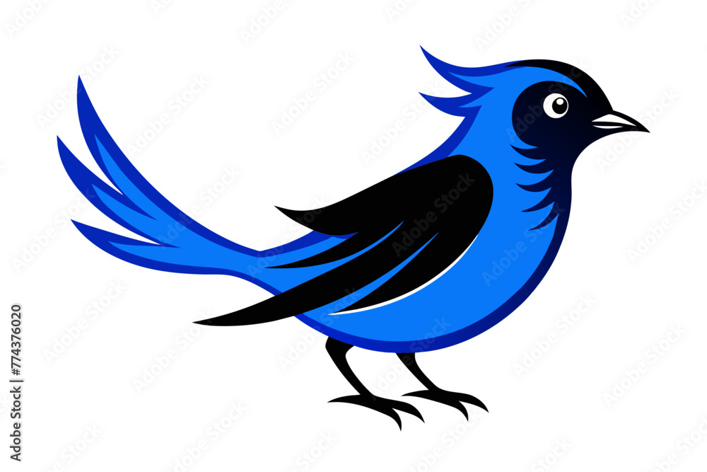 Fototapeta premium silhouette image,Blue bird,vector illustration,white background 